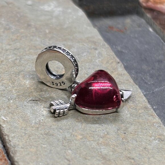 Pink Heart Love Dangle Bracelet Charm Pendant -S925 Sterling Silver Fits Pandora - Picture 3 of 6